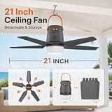 Ausic 20-Inch Portable Battery-Operated Ceiling Fan with Dimmable LED Light