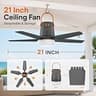 Ausic 20-Inch Portable Battery-Operated Ceiling Fan with Dimmable LED Light