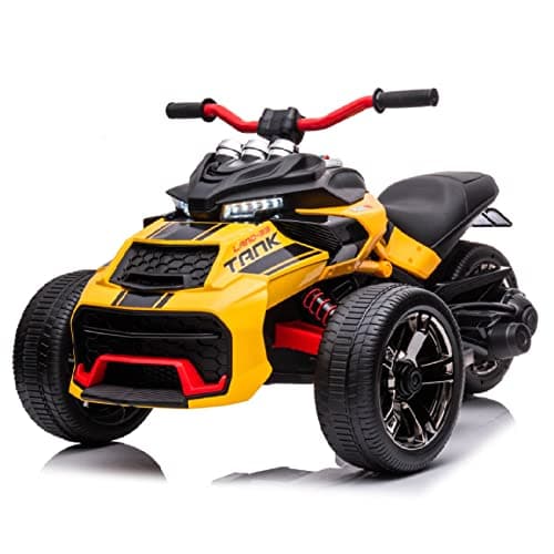 POSTACK 24V 3-Wheeler Battery Powered Kids ATV Ride-On with EVA Rubber Tires