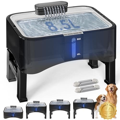 UPSKY 2.25Gal Elevated Adjustable Dog Water Fountain with Stainless Tray