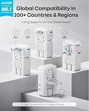 Anker Nano Global Travel Power Adapter, 5-Port Hub with 20W USB-C Delivery
