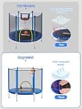 Bluerise 55-Inch Toddler Indoor Trampoline with Enclosure and Basketball Hoop
