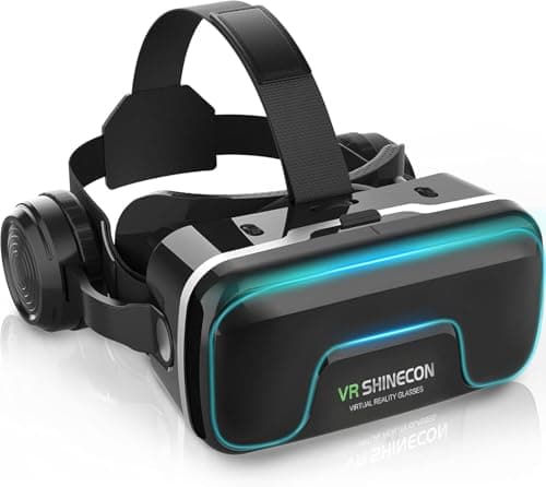 CoCerKet Premium Mobile VR Headset with Built-in 42mm Stereo Headphones