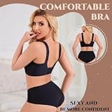 Linliasor Women's Comfortable T-Shirt Minimizer Sports Bra, Black, 34C