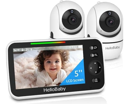 HelloBaby 5.0-Inch Dual Camera Video Baby Monitor with 30-Hour Battery Life