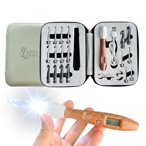 LineaCraft Wood-Style Counting Crochet Hook Set with 18 Interchangeable Hook Sizes