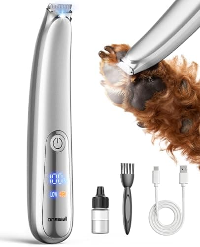 oneisall Curved Safety Blade Dog Paw Trimmer with Dual-Speed Motor & LED Display