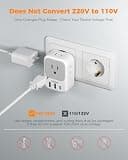Tessan European Travel Adapter 3-Pack with 20W PD Fast Charging USB Ports