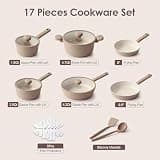 SENSARTE 17-Piece Healthy Ceramic Nonstick Induction Cookware Set