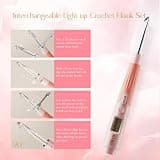 Knitly Ergonomic Light Up Crochet Hook Kit with Digital Counter & 18 Hook Sizes