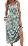 WIHOLL Casual Sleeveless Scoop Neck Midi Dress with Flowy A-Line Skirt