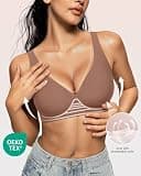 OEAK Women's Deep V Wireless Comfortable Supportive Seamless Smoothing Minimizer Bra