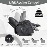 CANMOV Large Overstuffed Heavy Duty Power Lift Recliner with Heat and Massage