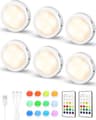 EZVALO 6-Pack Rechargeable RGB Puck Lights with Remote and Motion Sensor