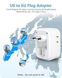 Lencent Foldable European Power Adapter with 4 AC Outlets and 4 USB Ports