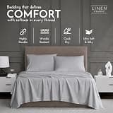 Linen Closet 1200 Thread Count Ultra Soft Cotton Blend Sateen 4-Piece Queen Sheet Set