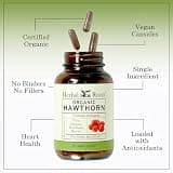 Herbal Roots USDA Organic Hawthorn Berry 1,200mg Vegan Capsules in Glass