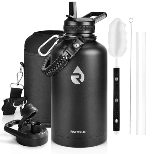 RAYMYLO 64 oz Triple Wall Vacuum Insulated Half Gallon Jug with Paracord