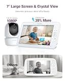 Comfyer BM01 7-Inch HD Split Screen Video Baby Monitor with 6000mAh Battery