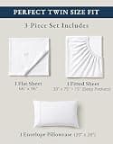 LANE LINEN 100% Organic Cotton Percale 3-Piece Set for Shallow Mattress