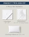 LANE LINEN 100% Organic Cotton Percale 3-Piece Set for Shallow Mattress