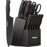 Astercook 15-Piece Teflon Coated German Stainless Steel Knife Set with Sharpener