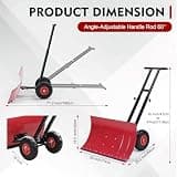 ONECHOI 29-Inch Manual Wheeled Snow Shovel with Polyurethane Solid Wheels