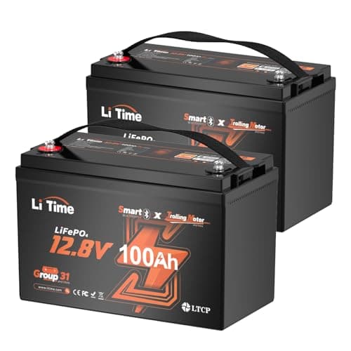Litime 12V 100Ah LiFePO4 Trolling Motor Battery, Group 31 (2-Pack Set)