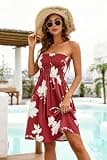 Chicgal Strapless Tube Top Off-the-Shoulder Knee Length A-Line Swing Dress