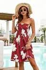 Chicgal Strapless Tube Top Off-the-Shoulder Knee Length A-Line Swing Dress