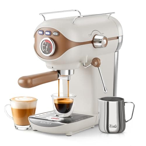 XIXUBX 20-Bar Compact Espresso Maker with PID Temperature Control and Manual Milk Frother