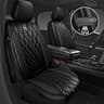 CAR PASS Luxury Faux Leather Waterproof Full Interior Seat Cover Set, Pure Black