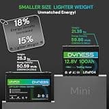 Dyness 12V 100Ah Mini LiFePO4 Deep Cycle Marine Battery With Bluetooth Group 24