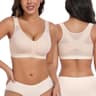 HACI Women's Front Closure Posture Full Coverage Back Support Wireless Sports Bra