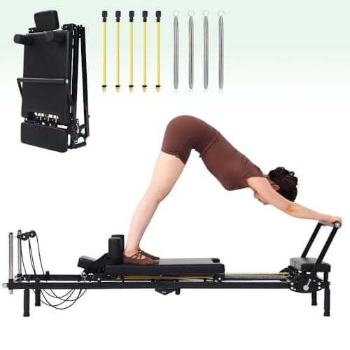 Fairgom Foldable Pilates Reformer Machine with Smooth Glide Dual Resistance
