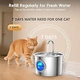 Advanced 304 Stainless Steel Cat Water Fountain with Detachable Tank, 2.2L