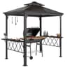 Outsunny 9x5 ft. Polycarbonate Double-Tier Hardtop Grill Gazebo with Shelves