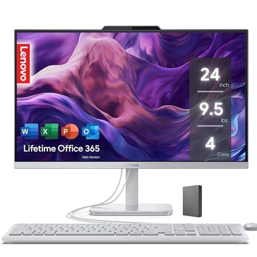 Lenovo IdeaCentre 24-Inch FHD All-in-One Desktop, Intel N100, 8GB RAM, 256GB SSD