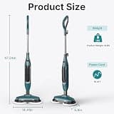 OLIXIS Adjustable Steam Mop with Rotating Pads and Dual Steam Levels