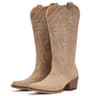 Fioralie Women's Suede Embroidered Mid Calf Cowgirl Boot with Snip Toe