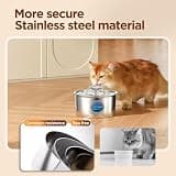 Ultra-Quiet Stainless Steel Cat Water Fountain with LED Light & Flower Spout 2.6L