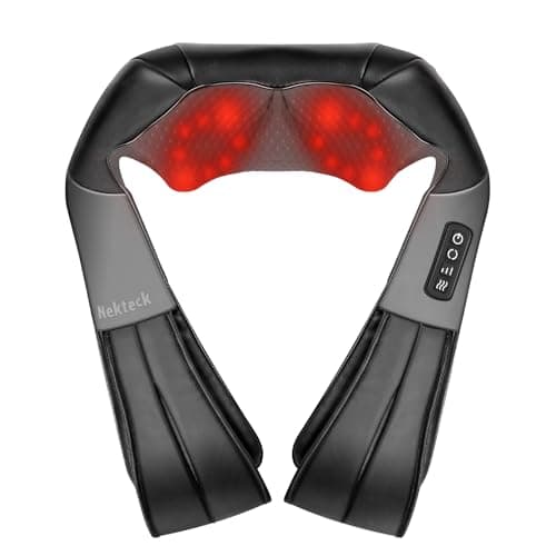 Nekteck Shiatsu Neck Massager with Heat, 3D Kneading Deep Tissue Relief