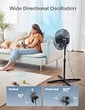 PELONIS 16-Inch Height Adjustable Pedestal Fan with 3 Speeds and 90-Degree Oscillation