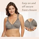 DotVol Full Figure Front-Closure Posture Bra with X-Shaped Back Support Panel