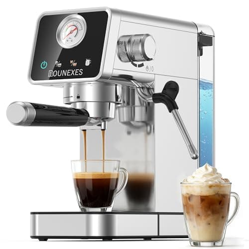 Rounexes 20-Bar Touchscreen Espresso Machine with Integrated Pressure Gauge