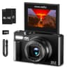 VJIANGER 4K Digital Camera with 64MP Sensor, 18X Zoom, Built-in Flash and Wi-Fi Transfer