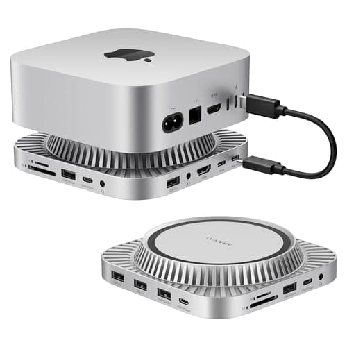 IVANKY 13-in-1 Mac Mini M4 Dock Stand with M.2 NVMe SSD Enclosure and 20W Power