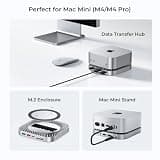 Aluminum Mac Mini M4 Docking Stand and HDMI Hub with M.2 NVMe/SATA SSD Enclosure