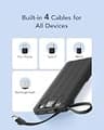 VRURC 10000mAh Slim Portable Power Bank with 4 Built-in Cables and LED Display