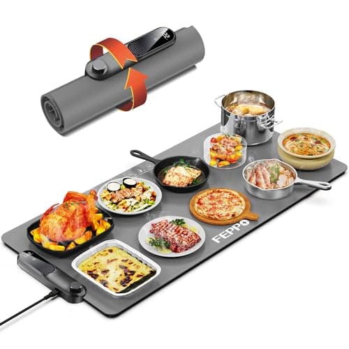 FEPPO XXL Roll-Up Silicone Electric Food Warming Mat for Large Events (35 x 16 In)